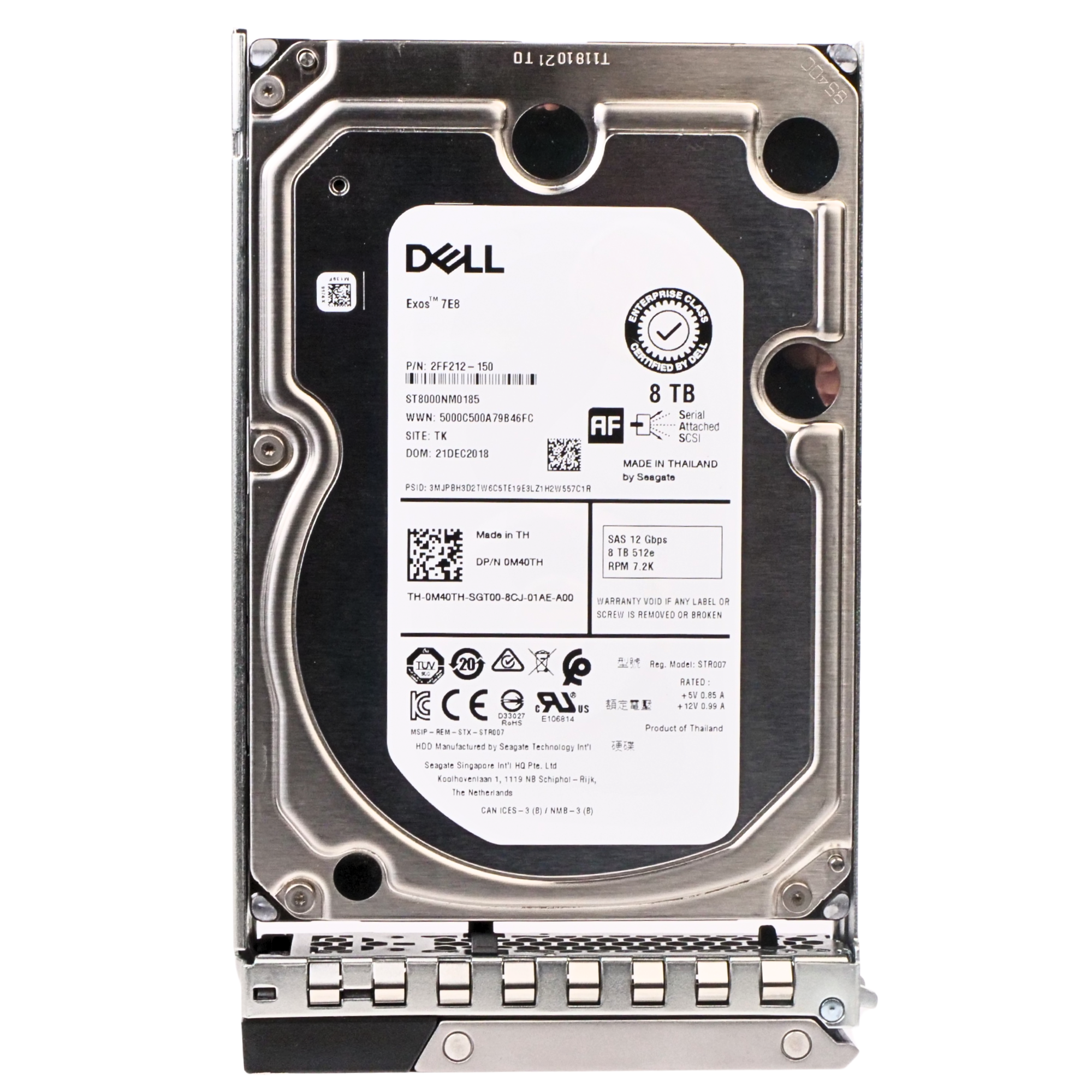 Dell G14 61GFK 8TB 7.2K RPM SAS 12Gb/s 512e 3.5in Refurbished HDD