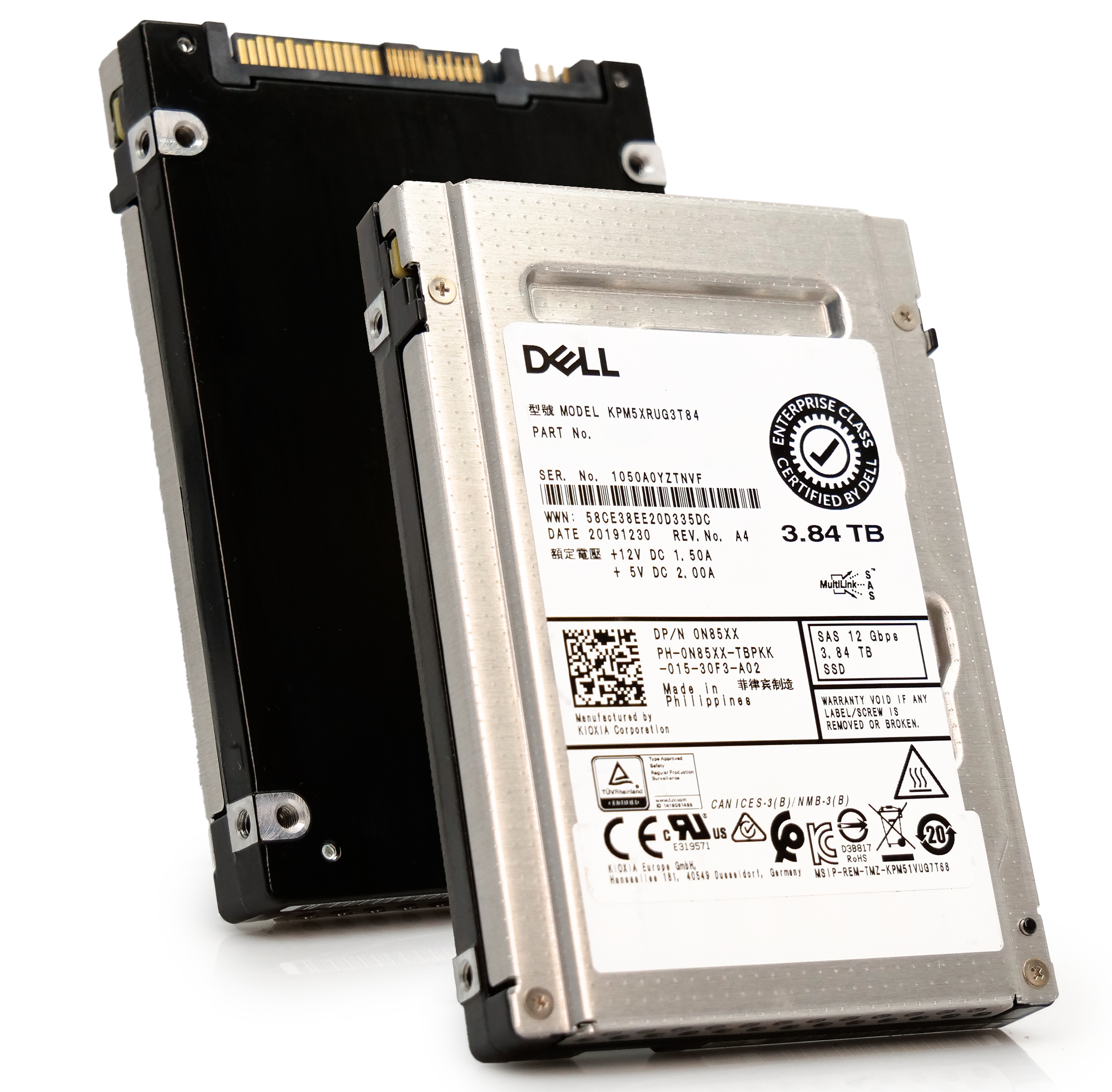 Kioxia/Dell PM5-R KPM5XRUG3T84 3.84TB 1 DWPD SAS-3 12Gb/s Read Intensive 3D TLC 2.5in Refurbished Enterprise SSD