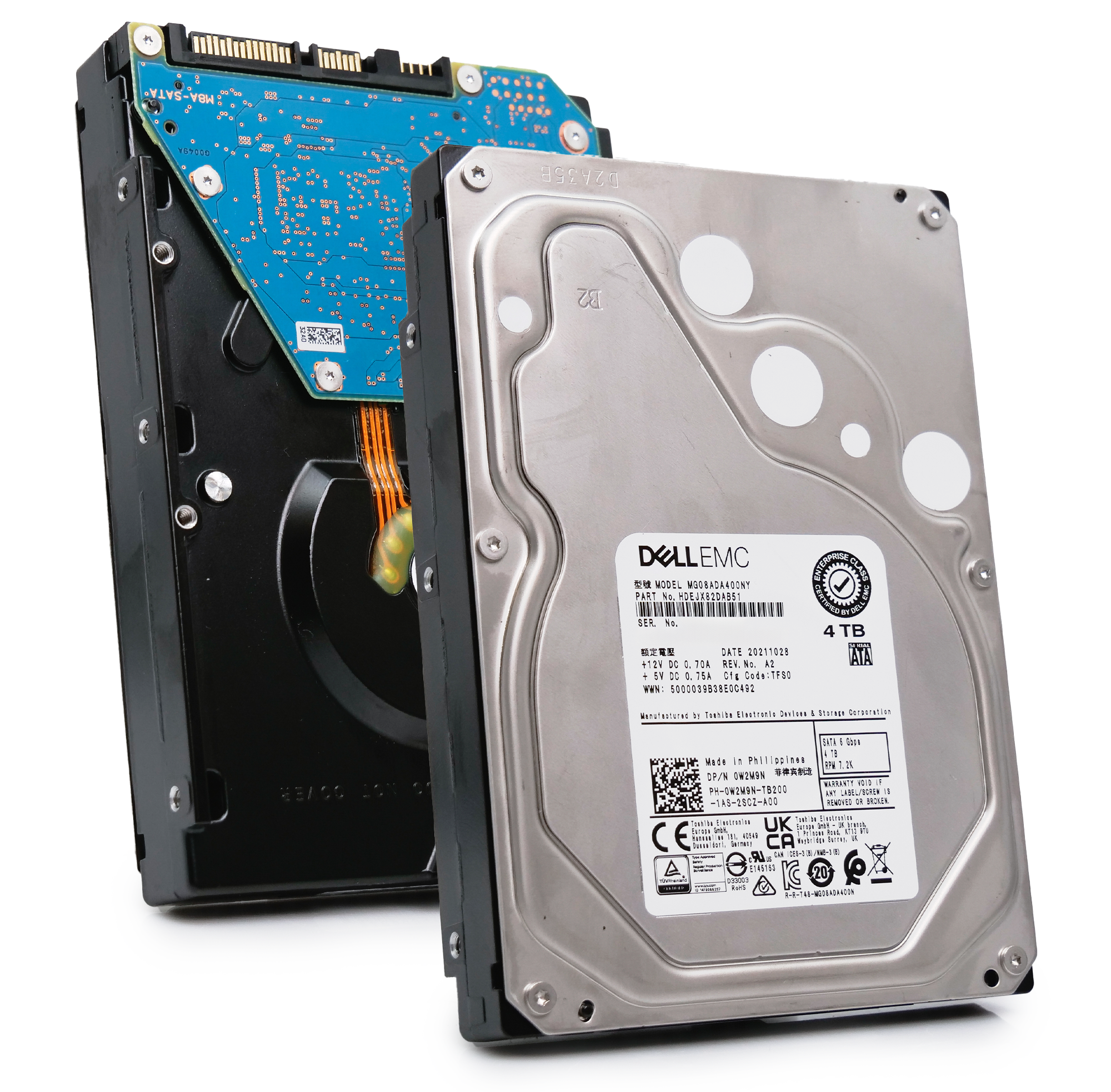 Toshiba/Dell MG08 MG08ADA400NY HDEJX82DAB51 4TB 7.2K RPM SATA 6Gb/s 512n 3.5in Hard Drive