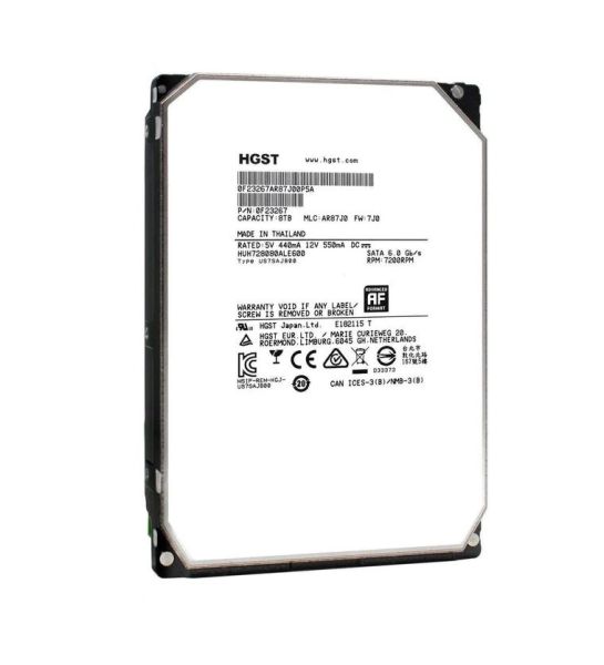 HUH728080ALE600 - HGST Ultrastar He8 8TB SATA 6Gb/s 7200RPM 128MB Cache (ISE / 512e) 3.5-inch Internal Hard Drive