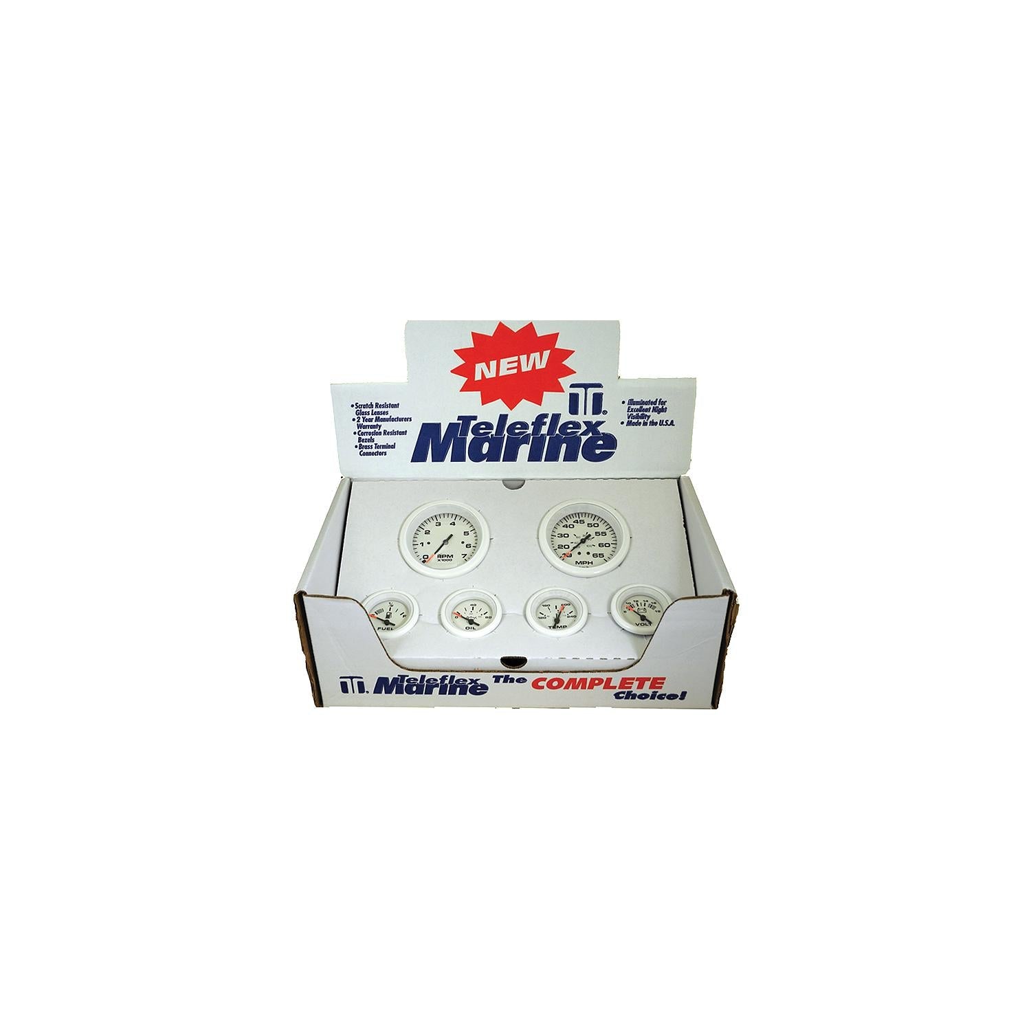 Sierra 68388P Arctic Series White 6-Gauge Set, For Inboard/Sterndrive, Tach/Speedo/Volt/Fuel/Temp/Oil
