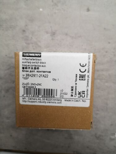 Siemens 3RH2911-2FA22 Auxiliary Switch 3RH2 911-2FA22