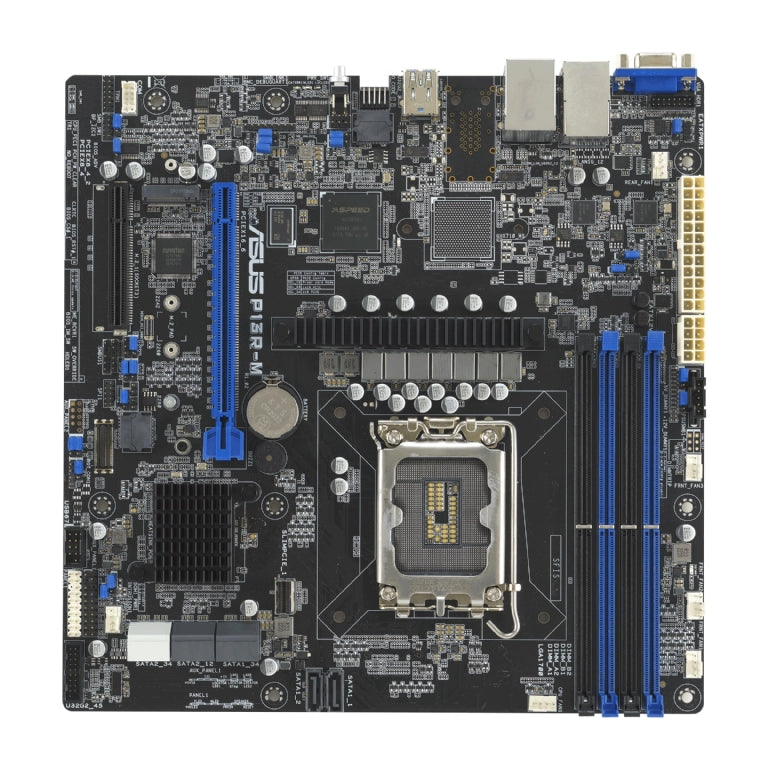 ASUS P13R-M Server Motherboard. Xeon E-2400 Support. Dual Gigabit LAN Onboard. VGA Video Onboard. Integrated IPMI Remote KVM. Includes ASMB11 Module