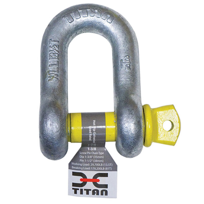 Titan Chain 10319067 Hot Galvanized D Shackle, 5/8"