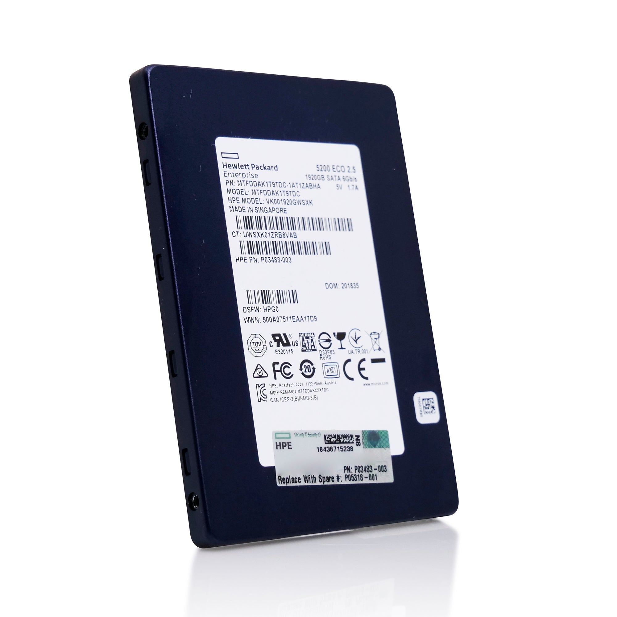HP VK001920GWSXK 1.92TB SATA 6Gb/s 3D TLC 2.5in Refurbished SSD