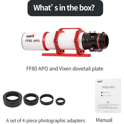 ZWO FF80 APO Astronomical Telescope (OTA Only)