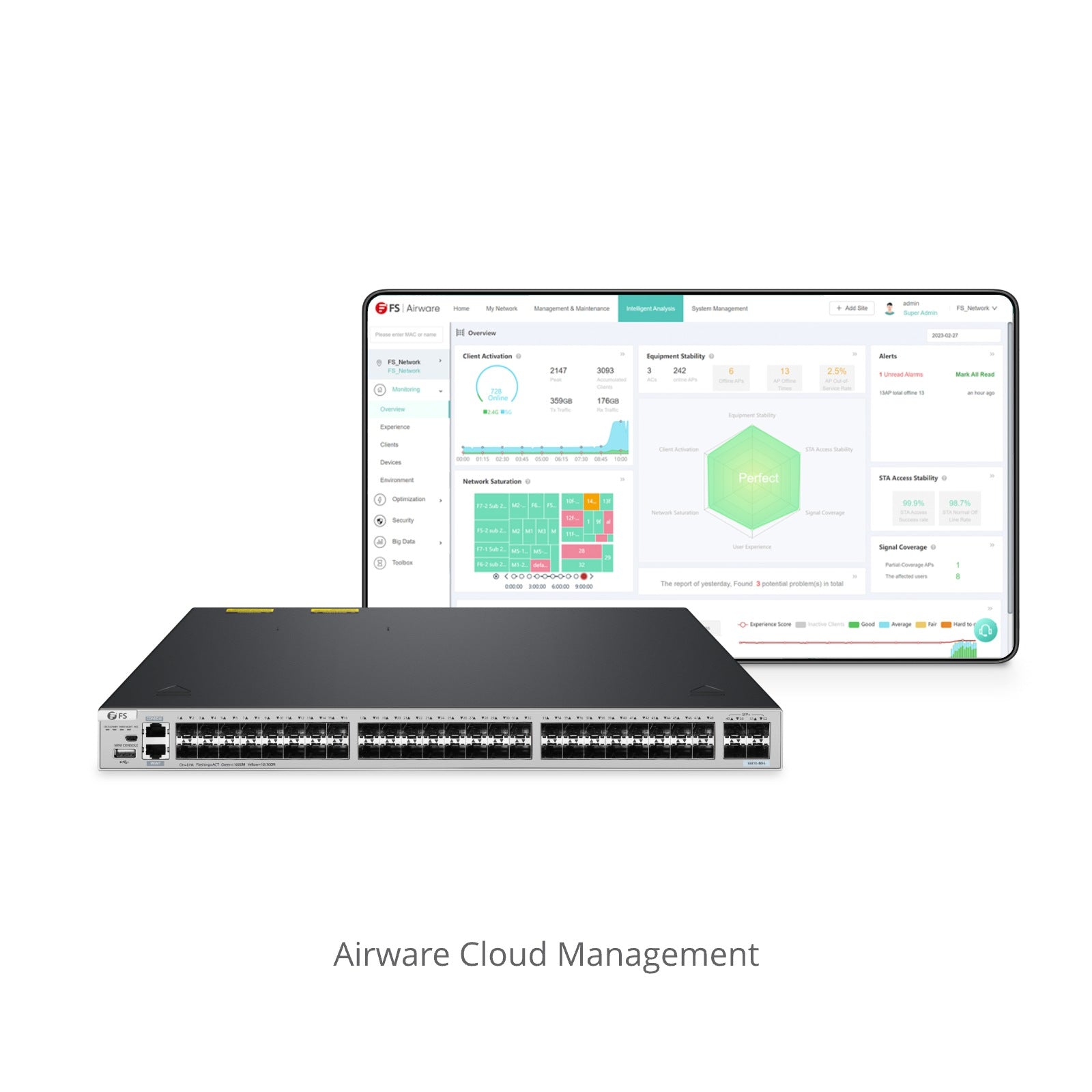 S5810-48FS, 48-Port Gigabit Ethernet L3 Switch, 48 x 1Gb SFP, with 4 x 10Gb SFP+ Uplinks, Stackable Switch, Broadcom Chip