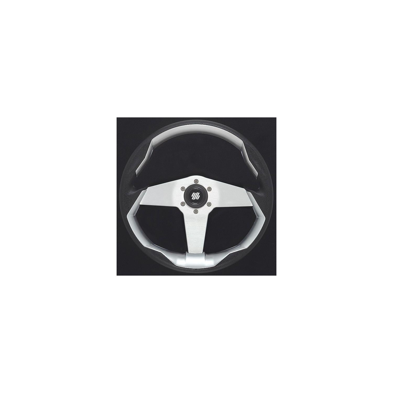 Uflex GRIMANI B/S/VE Uflex Steering Wheel, Black w/Silver Spokes