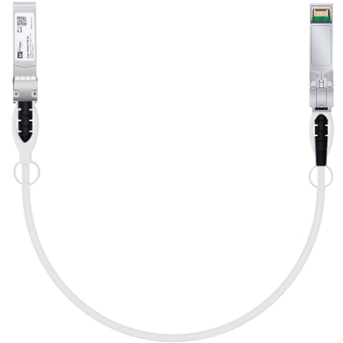 H!Fiber 2 Pack SFP+ Cable, 10G SFP+ DAC, 0.5M(1.64ft), Passive Direct Attach Copper Twinax Cable for Cisco SFP-H10GB-CU0.5M, Ubiquiti UniFi UC-DAC-SFP+, Meraki, Mikrotik, Intel, Fortinet, Netgear|B09K7DZD6N