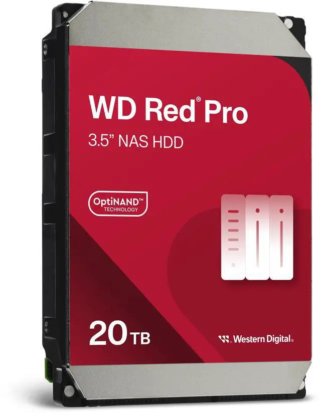 Western Digital 20TB WD Red Pro NAS Internal Hard Drive HDD - 7200 RPM, SATA 6 Gb/s, CMR, 512 MB Cache, 3.5" - WD202KFGX