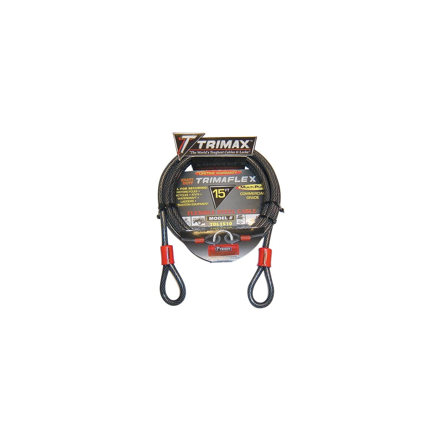 Trimax Locks TDL3010 Trimax Dual Loop Quadra Braid Trimaflex Cable, 30' L x 10mm