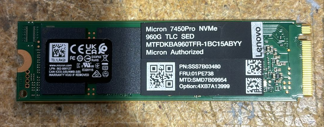Lenovo 01PE738 960GB NVMe SSD - Connector View | Alo Tech Solutions