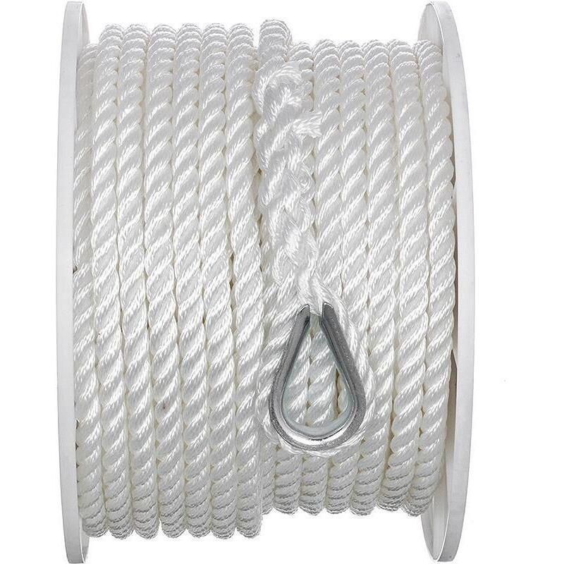 Seachoice 40741 3-Strand Twisted Nylon Anchor Line White, 1/2" x 150'