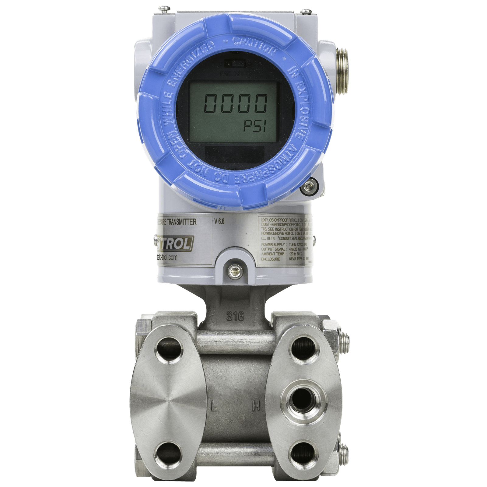 TEK-TROL - Tek-Bar 3110A-D-3-FM-1-SS-1-LCD - Differential Pressure Transmitter