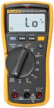 Fluke 117 Digital Multimeter, Non-Contact AC Voltage Detection, Measures Resistance/Continuity/Frequency/Capacitance/Min Max Average, Automatic AC/DC Selection, Low Impedance Mode
