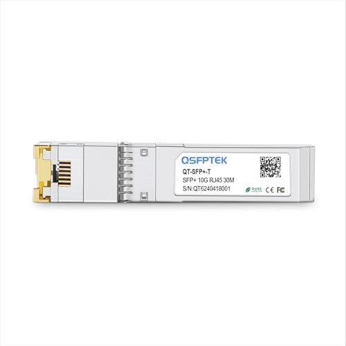 QSFPTEK 10GBASE-T SFP+ to RJ45 Module, 10Gb Copper RJ-45, Mini gbic SFP to Ethernet Network Optical Copper Transceiver Compatible with Dell GP-10GSFP-T, up to 30m|B0BX6G2CT6