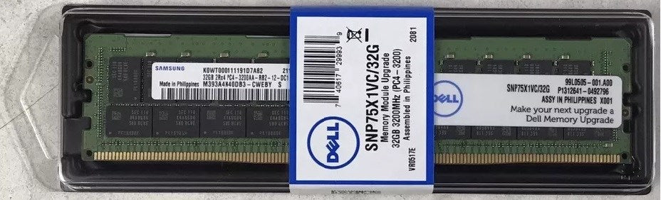 Dell 370-AEVR 32GB PC4-25600 DDR4-3200MT/s 2Rx4 ECC Memory Ref Samsung OEM