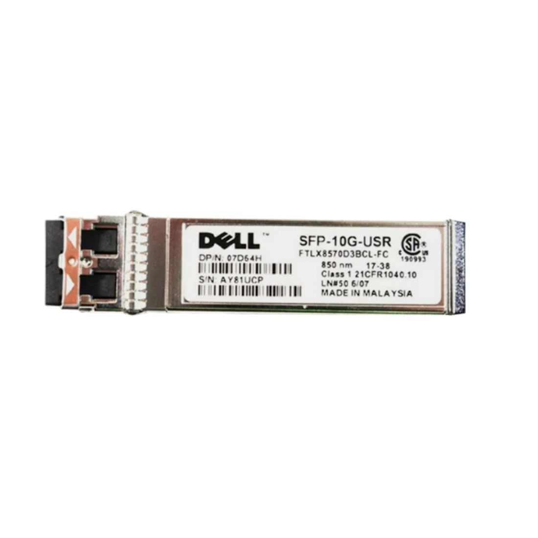 Dell SFP-10G-USR Networking Transceiver SFP+ 10GbE SR 850nm Wavelength 300 meter Reach