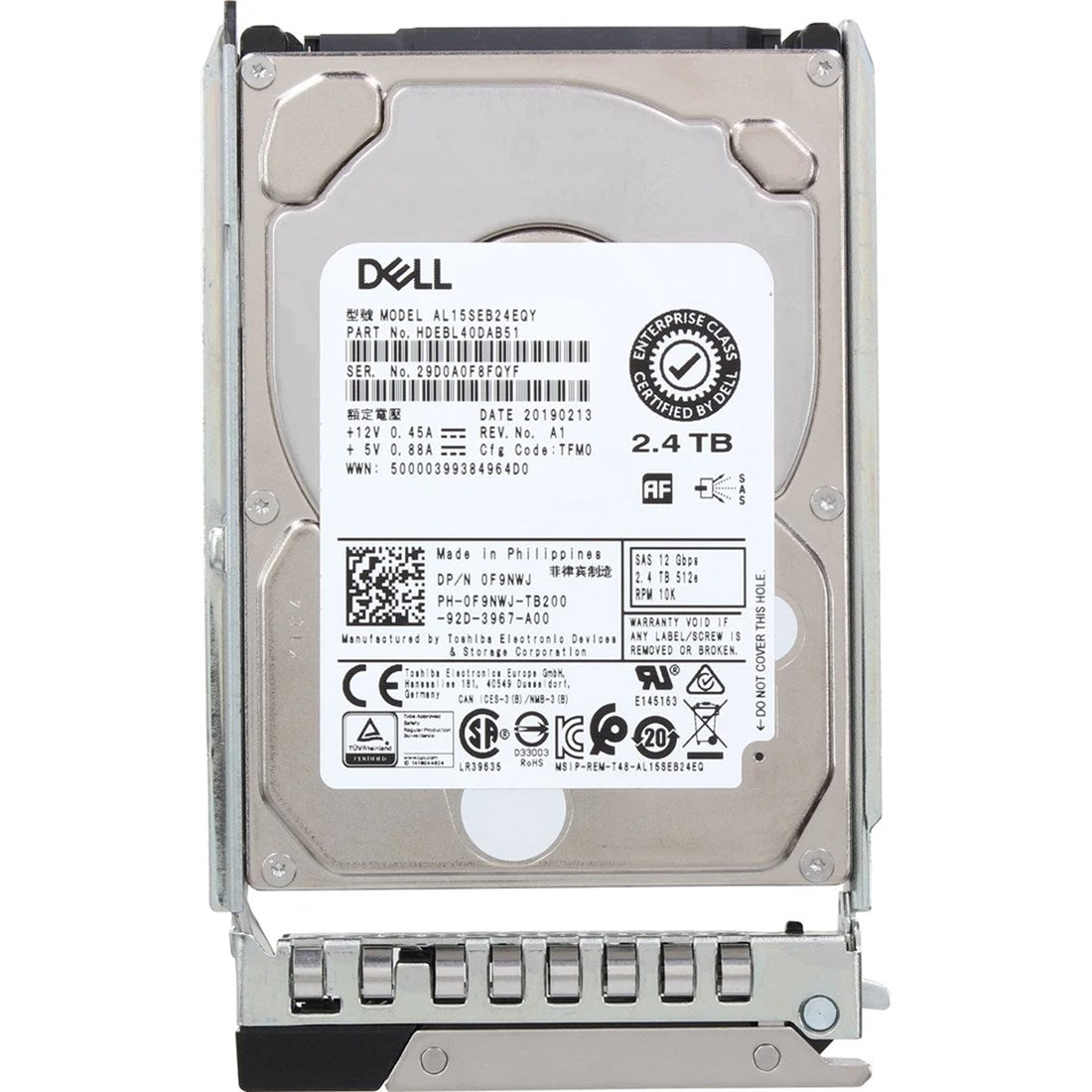 Dell F9NWJ 2.4TB SAS 12Gbps 10K RPM 2.5-inch Enterprise Hot-Plug HDD