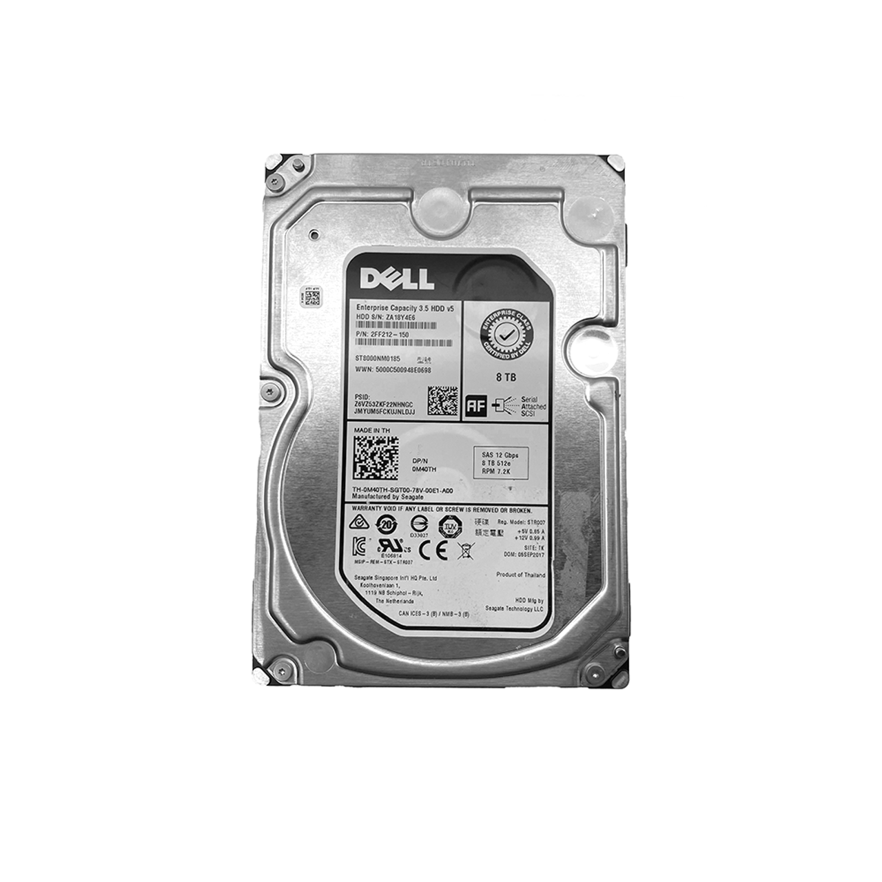 Dell - Seagate ST8000NM0185 2FF212-150 8TB SAS 7.2K 12GB/s 3.5" HDD - Used (M40TH)