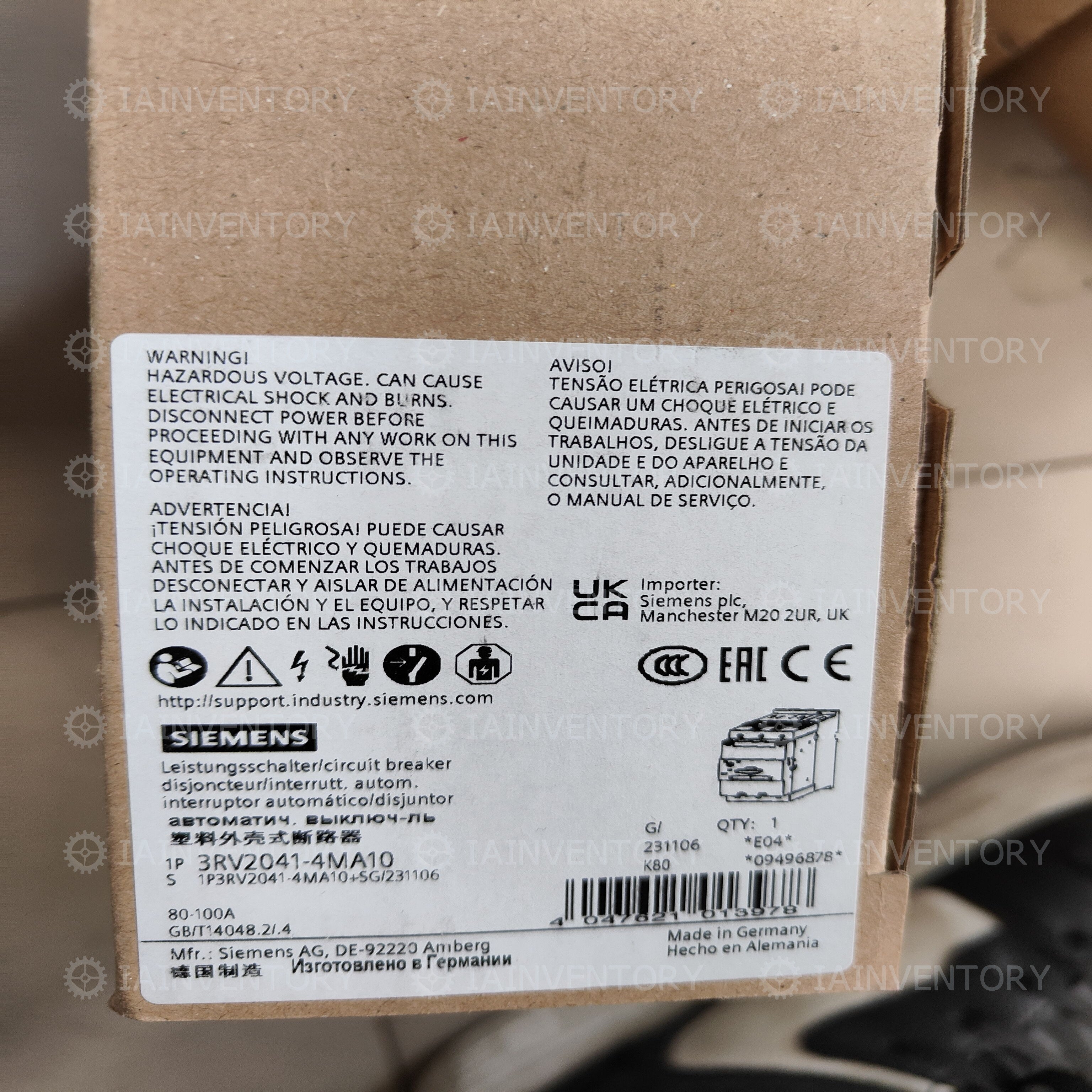 SIEMENS circuit breaker 3RV2041-4MA10