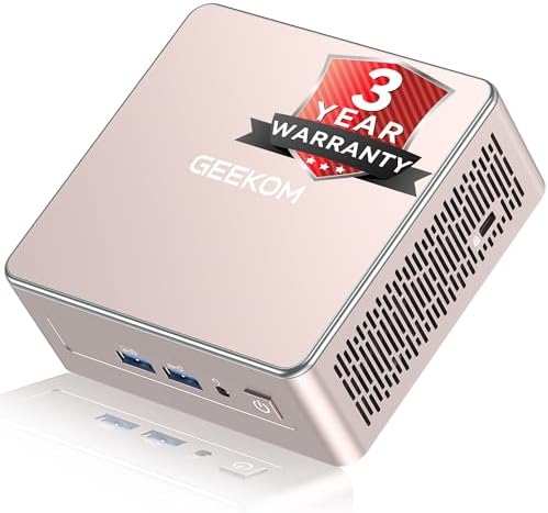 GEEKOM A8 Mini PC with AMD Ryzen 7 8745HS (Beats 6800H), 16GB DDR5 RAM (Upgradable, Not LPDDR) 1TB NVMe SSD, Windows 11 Pro Desktop Computer for Home&Business, USB4, SD Slot, 8K | WiFi 6E, 2.5G LAN|B0F5VY7B9S