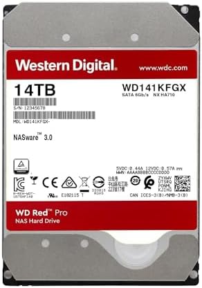 Western Digital 14TB WD Red Pro NAS Internal Hard Drive HDD - 7200 RPM, SATA 6 Gb/s, CMR, 512 MB Cache, 3.5" - WD141KFGX|B07YFGW736