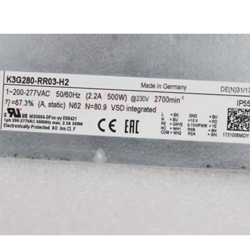 K3G280-RR03-H2 200-277V 2.2A 500W 2700RPM Cooling Fan 280mm