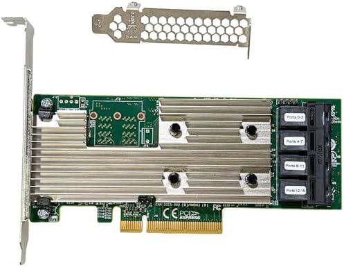 SAS HBA Card Compatible with LSI 9305-16i IT Mode PCIe SATA Expansion Card, 16-Port 12Gbps PCIe 3.0, Expander Support, HBA Controller with 4X SFF-8643 to 8482 SAS Cables for ZFS TrueNAS unRAID NAS