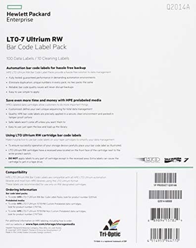 HP LTO-7 Ultrium RW Bar Code Label Pack