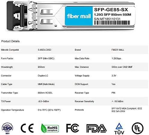 1G SFP SX for HPE ProCurve J4858C J4858B J4858A HPE Aruba J4858D 1000BASE-SX SFP LC Mini-GBIC 850nm 550m Multimode Transceiver Module|B0899JZ2SF