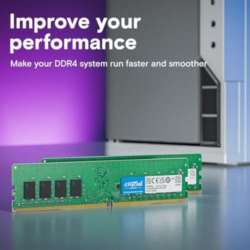 Crucial 32GB DDR4 RAM, 3200MHz (PC4-25600) CL22 Desktop Memory, UDIMM 288-Pin, Downclockable to 2933/2666MHz, Compatible with Intel and AMD Ryzen - CT16G4DFRA32A|B07ZLHD4F8