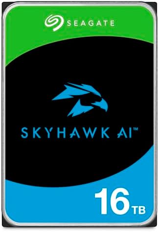 Seagate Skyhawk AI 16TB Video Internal Hard Drive HDD – 3.5 Inch SATA 6Gb/s 512MB Cache for DVR NVR Security Camera System with Drive Health Management and in-House Rescue Services (ST16000VE004)|B0DG3JB7G5
