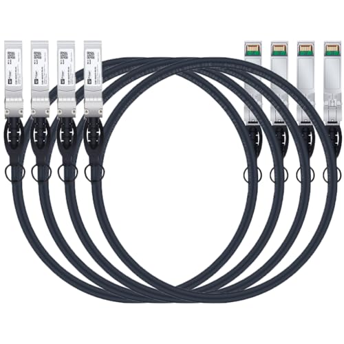 H!Fiber 2 Pack SFP+ Cable, 10G SFP+ DAC, 0.5M(1.64ft), Passive Direct Attach Copper Twinax Cable for Cisco SFP-H10GB-CU0.5M, Ubiquiti UniFi UC-DAC-SFP+, Meraki, Mikrotik, Intel, Fortinet, Netgear|B09K7DZD6N
