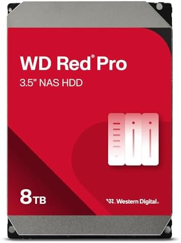 Western Digital 20TB WD Red Pro NAS Internal Hard Drive HDD - 7200 RPM, SATA 6 Gb/s, CMR, 512 MB Cache, 3.5" - WD201KFGX|B09TBF6GHJ