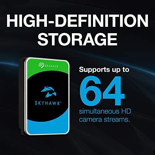 Seagate Skyhawk AI 16TB Video Internal Hard Drive HDD – 3.5 Inch SATA 6Gb/s 512MB Cache for DVR NVR Security Camera System with Drive Health Management and in-House Rescue Services (ST16000VE004)|B0DG3JB7G5