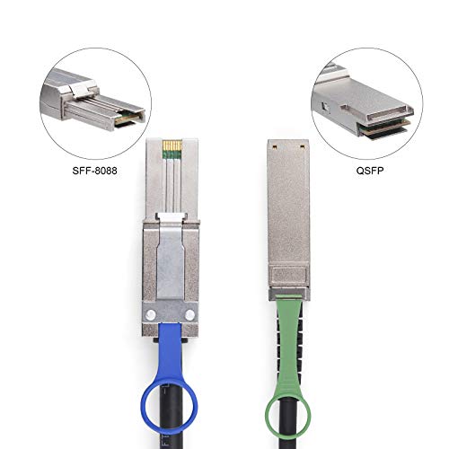 QSFP (SFF-8436) to SFF-8088 DDR Hybrid Mini SAS Cable, External Copper SAS Cable for NetApp DS4243 DS4246 DS2246, 100-Ohm, 2-m(6.6ft)|B07Y52D29W