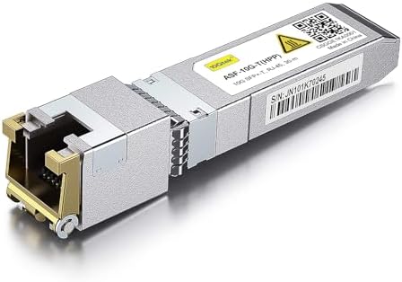 10Gtek 1.25/2.5/5/10G-T SFP+ to RJ45 CAT.6a Copper Module, Auto-Negotiation SFP+ to Ethernet Transceiver for HPP, HP Aruba, TP-Link TL-SM5310-T and More, up to 30-Meter|B0C1XJQ435