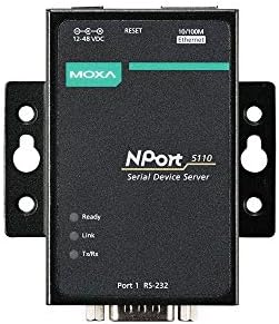 MOXA NPort 5110-1 Port Serial Device Server, 10/100 Ethernet, RS232, DB9 Male