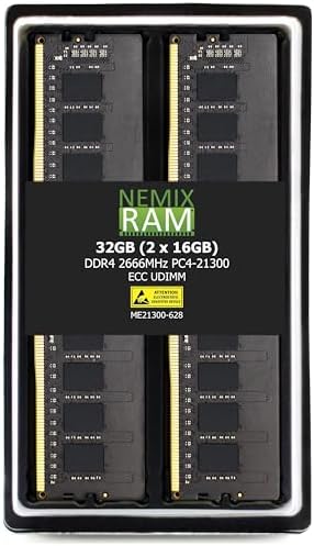NEMIX RAM 32GB (2X16GB) DDR4 2666MHZ PC4-21300 2Rx8 1.2V CL19 288-PIN ECC Unbuffered UDIMM Memory KIT Compatible with Synology Rackstation RS2423RP+ NAS|B0C6BNWLV5