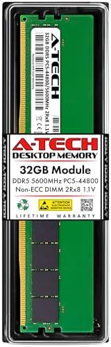 A-Tech 32GB DDR5 4800MHz PC5-38400 CL40 UDIMM 2Rx8 Dual Rank 1.1V Non-ECC Unbuffered DIMM 288-Pin Desktop PC/Computer RAM Memory Upgrade Module|B0B17JW787
