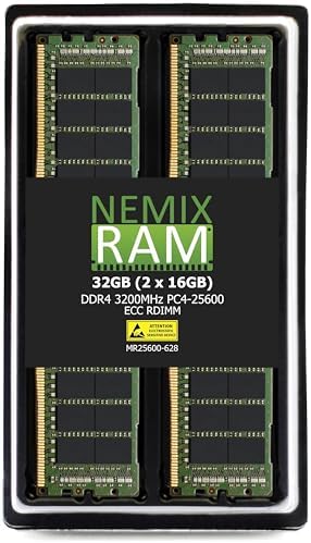 NEMIX RAM 32GB (2X16GB DDR4 3200MHZ PC4-25600 2Rx8 1.2V CL22 288-PIN ECC RDIMM Registered Server Memory KIT