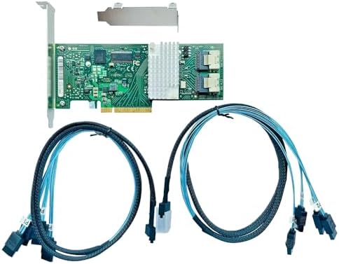 SAS HBA Card Compatible with LSI 9201-8i & 9211-8i IT Mode PCIe SATA Expansion Card, 8-Port 6Gbps PCIe 2.0, SAS Expander Support, HBA Controller with 2X SFF-8087 to 4X SATA Cables for ZFS TrueNAS|B0BVTJPZSG