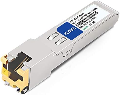 FLYPROFiber- 10/100/1000Base-T Copper SFP, Auto-Negotiation SFP to RJ45 Mini-GBIC Transceiver for Cisco GLC-T/SFP-GE-T/GLC-TA, Mikrotik S-RJ01, Netgear, Ubiquiti, Supermicro, Linksys, Up to 100M|B08MPVXBFQ