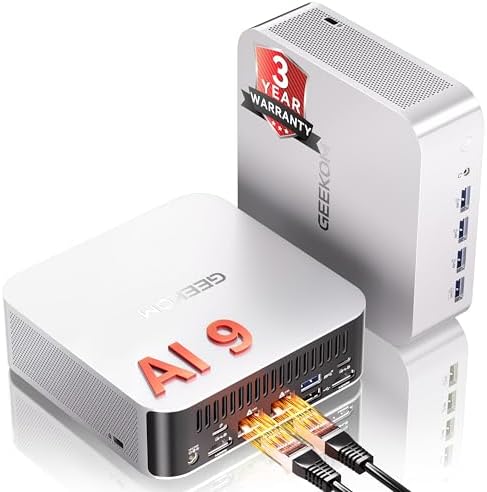 A9 Max AI Mini PC, with AMD Ryzen AI 9 HX 370 (80 Tops, Copilot+ PC, Radeon 890M, 32GB DDR5 (Not LPDDR, 2TB SSD, Win 11 Pro, WiFi 7, BT 5.4, USB4, HDMI 2.1, Dual 2.5GbE, 8K, 3-Year Warranty