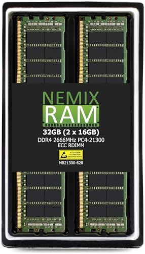NEMIX RAM 32GB (2X16GB DDR4 2666MHZ PC4-21300 2Rx8 1.2V CL19 288-PIN ECC RDIMM Registered Server Memory KIT