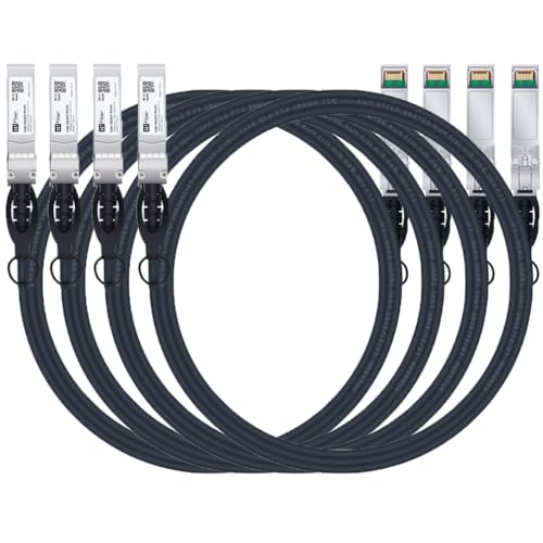 H!Fiber 2 Pack SFP+ Cable, 10G SFP+ DAC, 0.5M(1.64ft), Passive Direct Attach Copper Twinax Cable for Cisco SFP-H10GB-CU0.5M, Ubiquiti UniFi UC-DAC-SFP+, Meraki, Mikrotik, Intel, Fortinet, Netgear|B09K7DZD6N