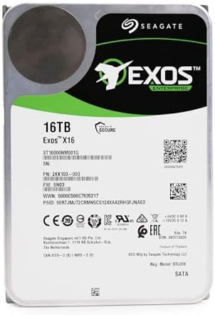 Seagate 16TB HDD Exos X16 7200 RPM 512e/4Kn SATA 6Gb/s 256MB Cache 3.5-Inch Enterprise Hard Drive (ST16000NM001G) (Renewed)|B08JYQKVJP