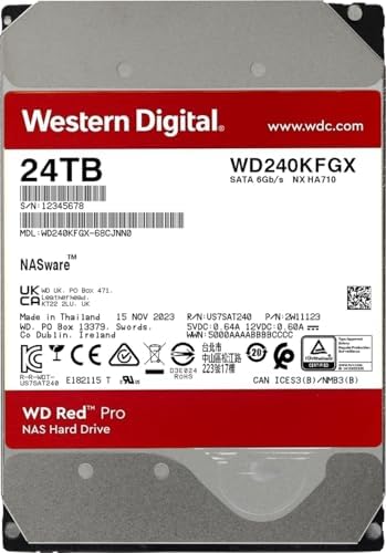 Western Digital WD Red Pro Internal Hard Drive 18 TB CMR 3.5 inch SATA 7200 RPM 512MB NAS WD181KFGX-AJP Eco Package|B0DRJPSPGW