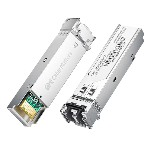 Cable Matters 2-Pack 1000BASE-SX SFP to LC Multimode 1G Fiber Transceiver Module, 1.25G, 800nm, MMP Fiber Up to 500m for Cisco, Ubiquiti, TP-Link, Huawei, MikroTik, Netgear, Supermicro, and More|B07TYSVP3R